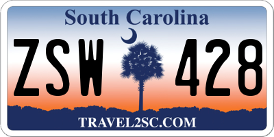 SC license plate ZSW428