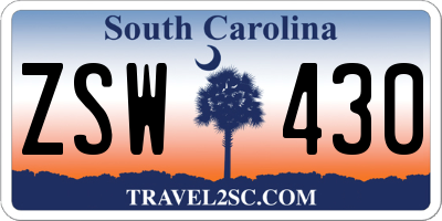 SC license plate ZSW430