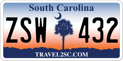 SC license plate ZSW432