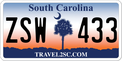 SC license plate ZSW433