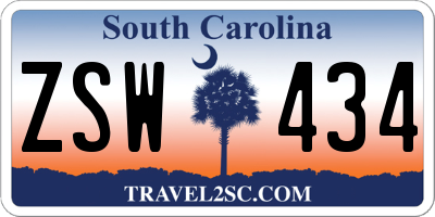 SC license plate ZSW434
