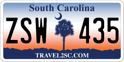 SC license plate ZSW435