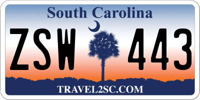 SC license plate ZSW443