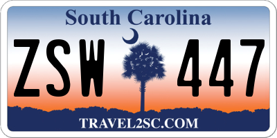 SC license plate ZSW447