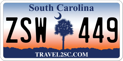 SC license plate ZSW449