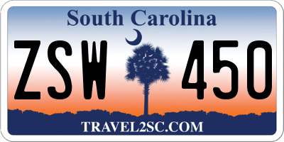 SC license plate ZSW450