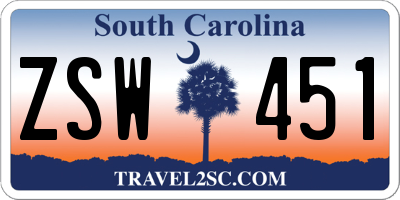 SC license plate ZSW451