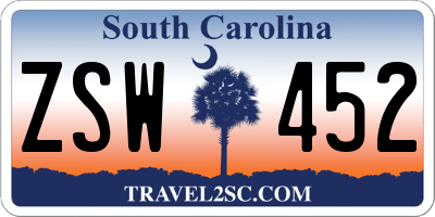 SC license plate ZSW452