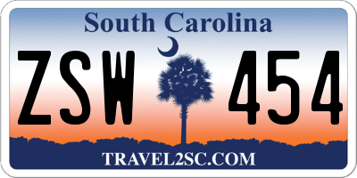 SC license plate ZSW454