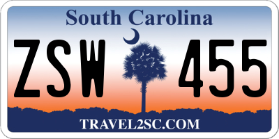 SC license plate ZSW455