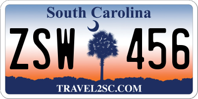 SC license plate ZSW456