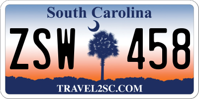 SC license plate ZSW458