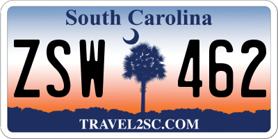 SC license plate ZSW462