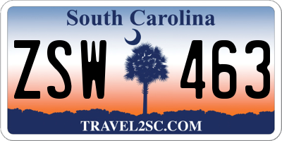 SC license plate ZSW463