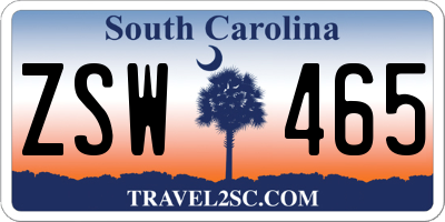 SC license plate ZSW465