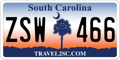 SC license plate ZSW466