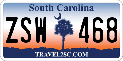 SC license plate ZSW468