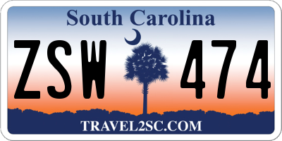 SC license plate ZSW474
