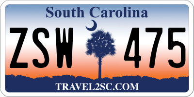 SC license plate ZSW475