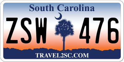 SC license plate ZSW476