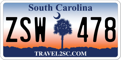 SC license plate ZSW478