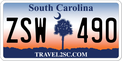 SC license plate ZSW490