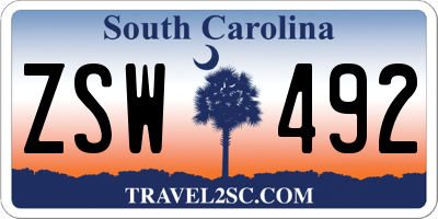 SC license plate ZSW492