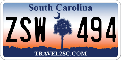 SC license plate ZSW494
