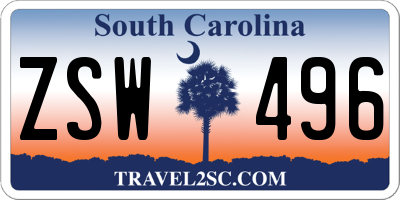 SC license plate ZSW496