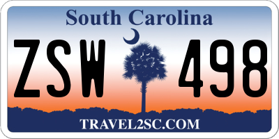 SC license plate ZSW498