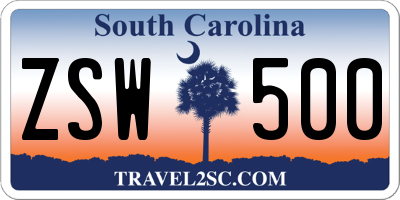 SC license plate ZSW500