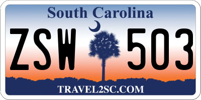 SC license plate ZSW503