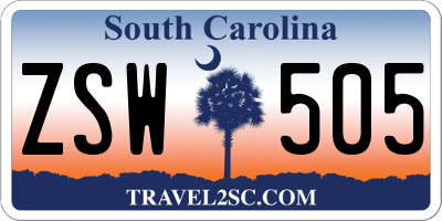 SC license plate ZSW505