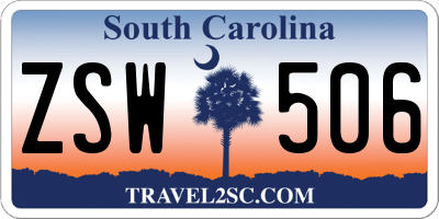 SC license plate ZSW506