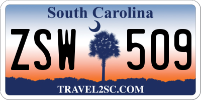 SC license plate ZSW509