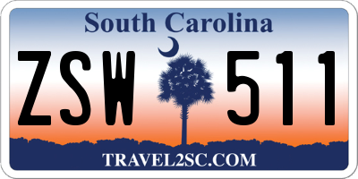 SC license plate ZSW511