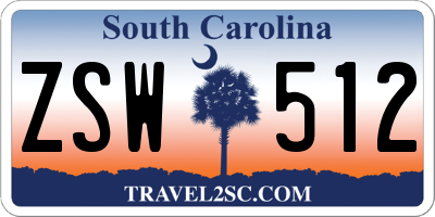 SC license plate ZSW512