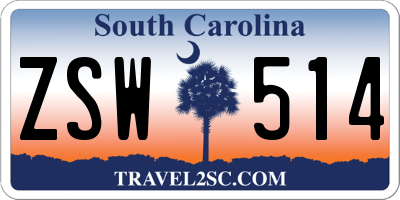 SC license plate ZSW514