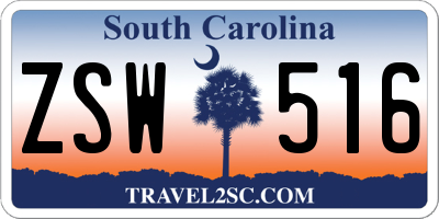 SC license plate ZSW516