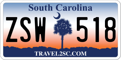 SC license plate ZSW518