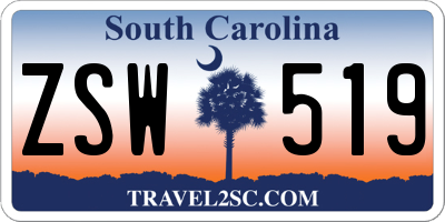 SC license plate ZSW519