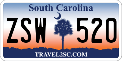 SC license plate ZSW520