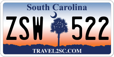SC license plate ZSW522