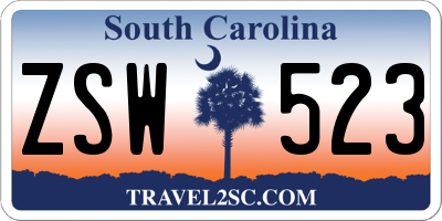 SC license plate ZSW523