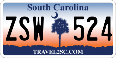 SC license plate ZSW524