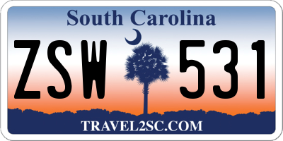 SC license plate ZSW531