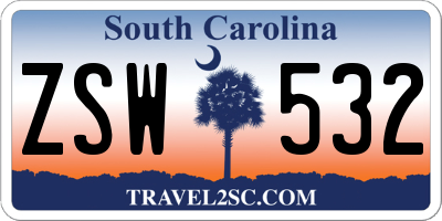 SC license plate ZSW532