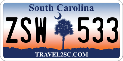 SC license plate ZSW533