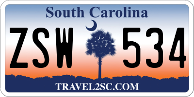 SC license plate ZSW534