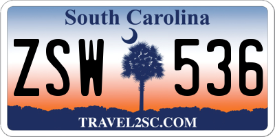 SC license plate ZSW536